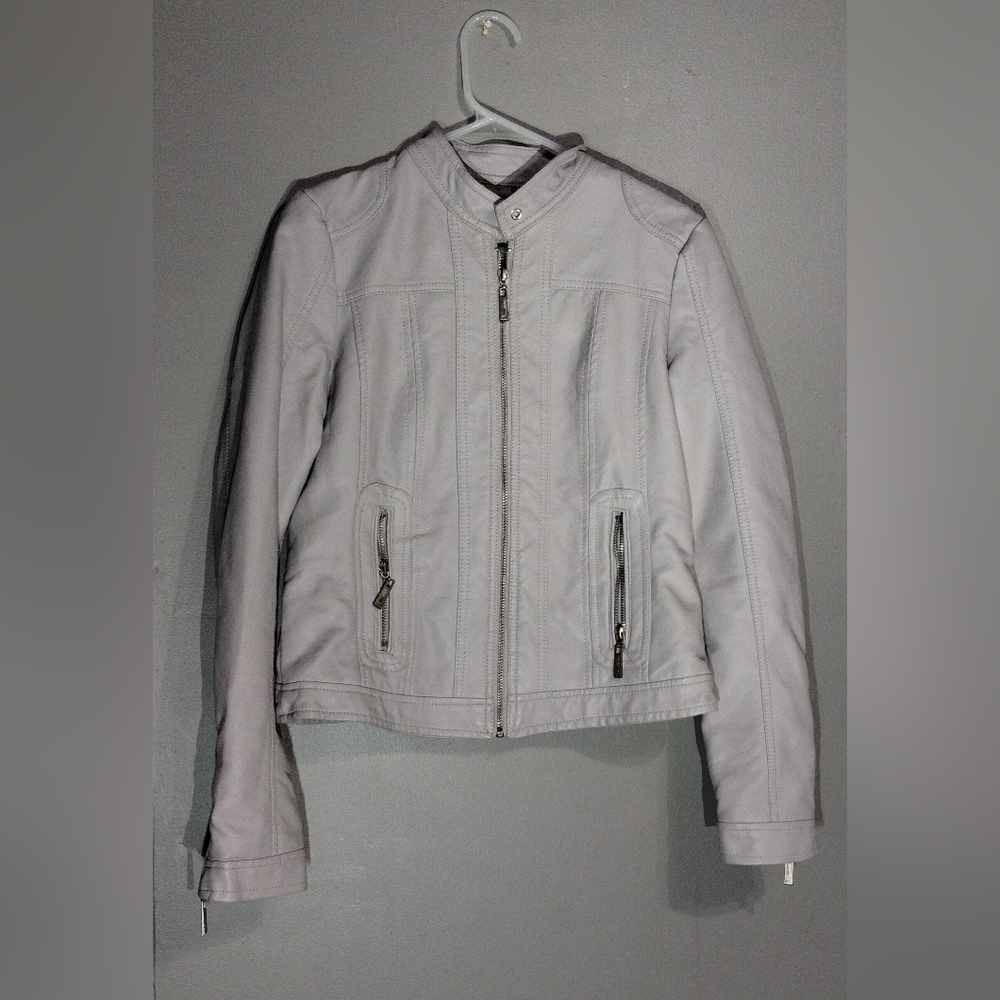 Jou Jou Juniors Styled in Faux Leather With a Stand Collar and two pockets